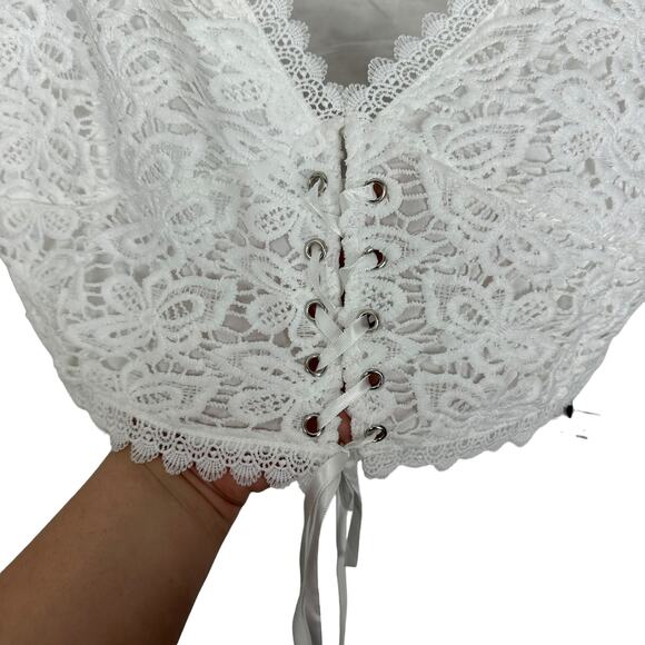 Cider White Lace Corset Crop Top Size 1X NWT Castlecore Fairycore Renaissance - Picture 8 of 10